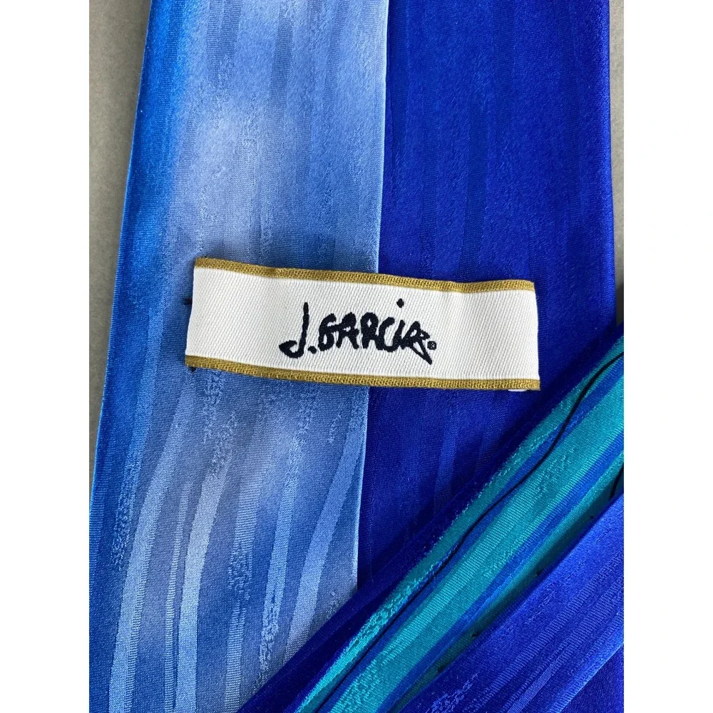 J. Garcia Mens Abstract Silk Tie‎ Blue Teal Artsy Abstract Palm Beach 57.5